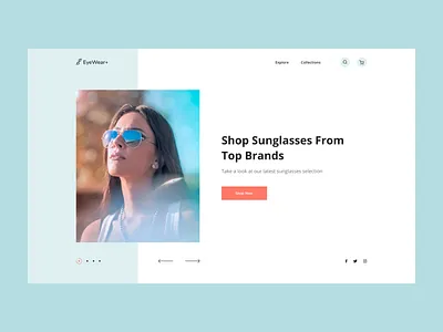 EyeWear+ UI clean ecommerce eye eyewea fashion glasses hero hero image landingpage light minimal minimalist modern onepage shop ui webdesign webdesigner website