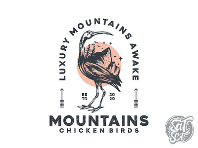 Mountain Chicken Birds animal bird bird illustration bird logo branding design drawingart illustration illustrator logo mountain mountain logo retro retro design vector vintage vintage design vintage logo