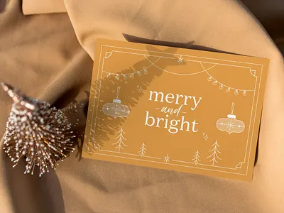 Merry & Bright Christmas Card bright card christmascard holidays illustration merry minimalistic monoline