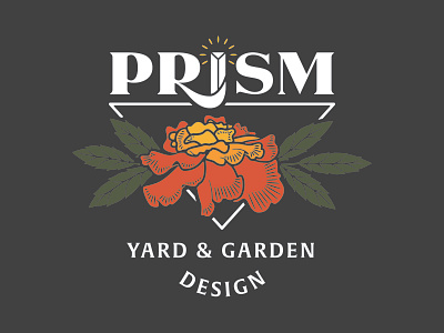 Prism branding flower garden illustration marigold prism typography vector yard