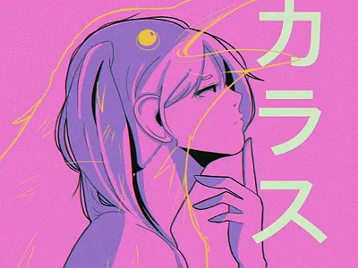 Karasu abstract anime illustration ipad pro poster texture