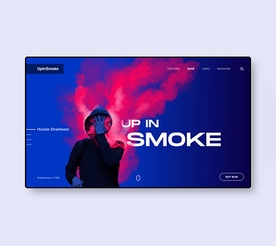 UpInSmoke | Webdesign blue landingpage magenta smoke typography ui uidesign uiux web webdesign website