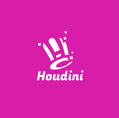 Houdini Logo Design brand logo business cashdesign design h letter logo hat logo houdini logo illustration logo magic magic wand magician pink logo stars