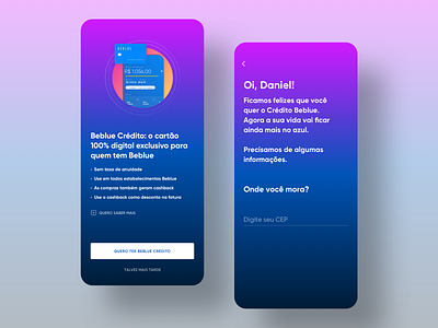 Beblue Credito - Onboarding beblue credit creditcard onboarding ui ux