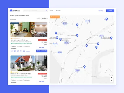 Map listing design list view listing maps real estate uiux web
