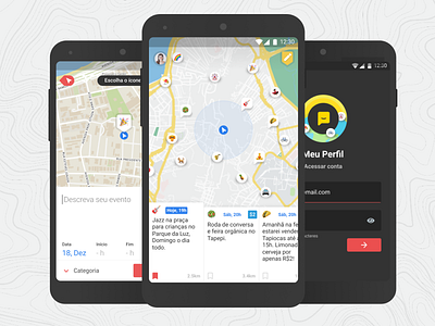 Pinote App - Events around you app around cards emoji events login map mobile post ui ux