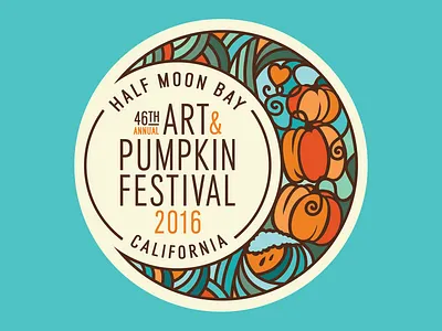 Pumpkin Festival Logo (Concept) autumn california colorful design festival logo festival poster flat flatdesign harvest illustration logo ocean orange pumpkins vector waves