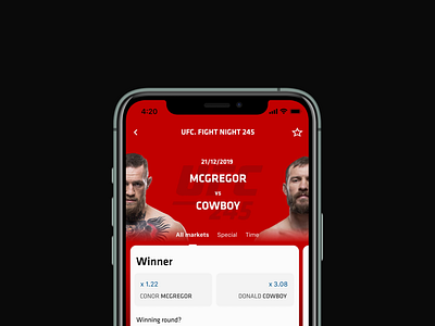 UFC Parimatch concept bet bets betting conor fight mcgregor mma parimatch red sport ufc