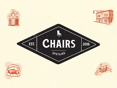 Chairs logo and illustrations atlanta brand branding halftone hand drawn icon set identity illustration logo restaurant restaurant branding southside