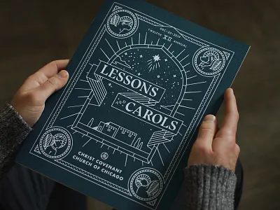 Lessons and Carols art banner choir christmas church cover design four gospels holiday illustration illustrator layout program stars stationary typography vector window