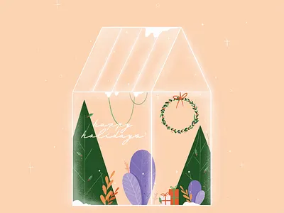 Holidays Greenhouse branding brush christmas christmas card christmas tree design drawing graphic green greenhouse holidays illustration leaves plants procreate