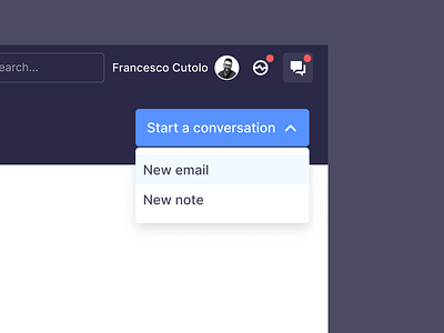 Dropdown for a new conversation action menu messages quick ui