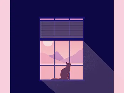 Cat abstract cat contrast cute design graphic illustration landscape minimal pastel