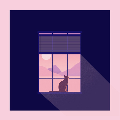 Cat abstract cat contrast cute design graphic illustration landscape minimal pastel