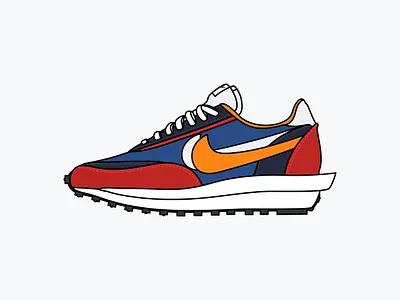 Sacai x Nike LDV Waffle Daybreak branding design flat illustration nike nike running sacai sneakers vector