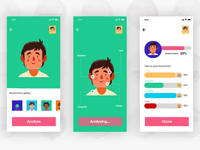 Mood Analysing App Concept animation dashboard design graphicdesign illustration iphonex landingpage list logo profile progress table ui vector