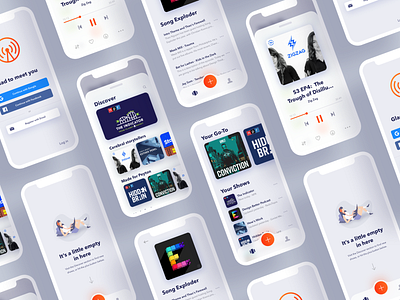 Overcast App Redesign app branding bright clean design illustration ios minimal mobile mobile app podcast ui vector