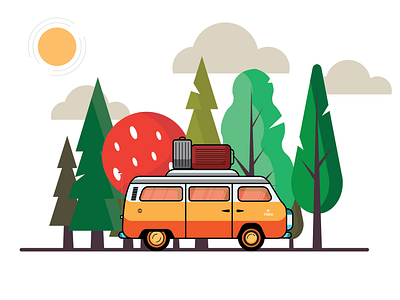 The Sensation of Traveling design flat illustration logo