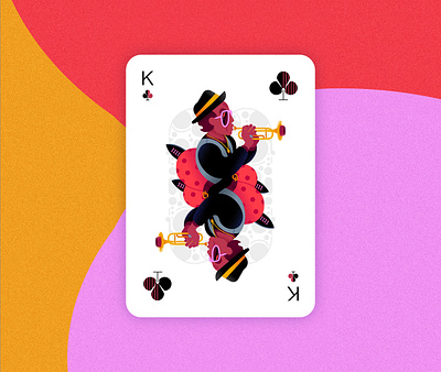 Jazz player cards - King of clubs 2d affinitydesigner art colorful design flat illustration minimal pastels vector