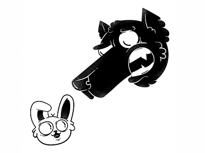 Сonfrontation bw characters illustration monochrome rabbit vector vectorart wild wildlife wolf