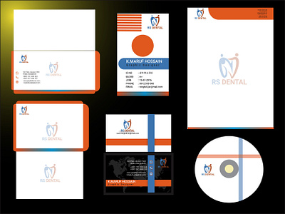 Stationary for dental bussines card design envelope icon id card design illustration illustrator logo typography vector