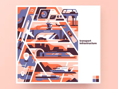 Transport infrastructure analytical center cartoon flat illustration tolstovbrand transport infrastructure vector