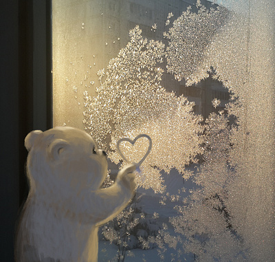 Drawing on a frosty window bear drawind with finger drawing frosty frozen love photo photography photoshop st.valentine wacom window