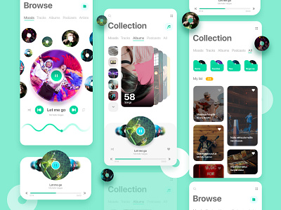 Music app concept app ui colorful concept design green mp3 player music music app music player shot song ui uidesign uiux userinterface xd design