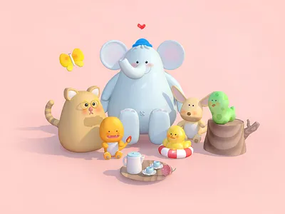 soolco's friends :) c4d character design illustration picnic