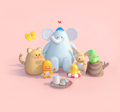 soolco's friends :) c4d character design illustration picnic