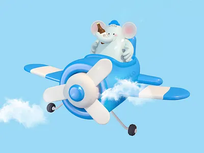 soolco airplane alchol beer c4d character characterdesign elephant illustration travel