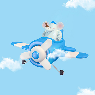 soolco airplane alchol beer c4d character characterdesign elephant illustration travel