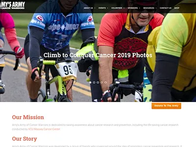Amy's Army of Cancer Warriors design ux web