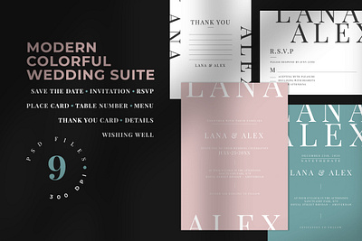 Modern Colourful Wedding Suite card classy delicate design diy elegant feminine invitation invitation card invitation set invitation shop invitations invite minimal minimalist modern wedding card wedding invitation wedding set weddings