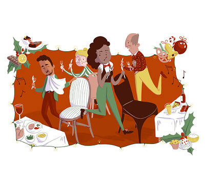 Editorial illustration: christmas dinner chairs christmas christmas dinner dinner dordrecht drawing editorial editorial illustration illustration redactioneel