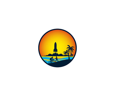 Cocoa Beach 2020 trend brand branding design emblem logo creative round icon illustration logo design modern palmtree rocket triathlon