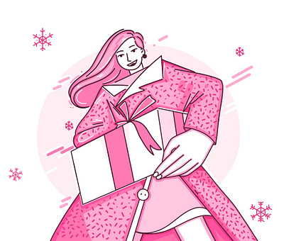 Present for you cartoon character christmas flat gift girl holidays illustration inspiration new year pink present surprise winter