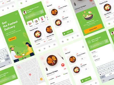 Food Delivery App app burger button cart concept delivery food graphics icon interface list search ui ux