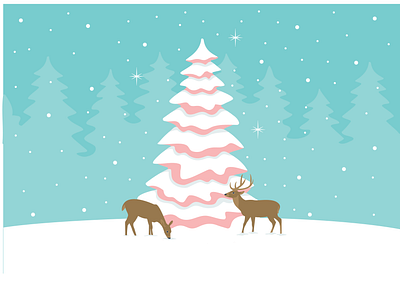 Christmas Spirit art christmas christmas card christmas design christmas spirit deer design forest forest animals illustration illustrator snow trees vector winter