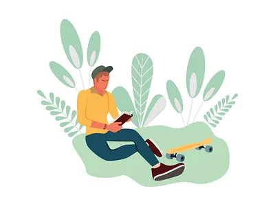 Vector illustration of friendly young book branding illustration ilustration plants reader vector young