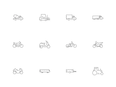 ⭐ Roicons - vehicles icon set bike car chopper concrete mixer construction machines contruction forklift icons moped motor motorbike quad set suv tractor train truck trucks vehicle vehicles