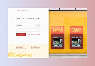 Wells Fargo Sign On daily 100 challenge dailyui dailyui 001 design ui ux web website wells fargo