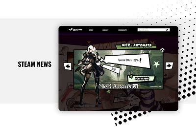 Redesign for Steam news game interface mangaart news platform design steam ui uidesign