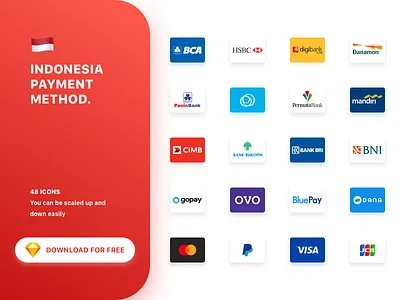 [48 ICONS] Indonesian Payment Method bank bca download dribbble free freebies gopay icon set icons indonesia mastercard ovo payments paypal sketch uidesign uxdesign vector visa