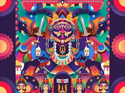 The Keeper of Time abstract design dribbble follow god graphicdesign hindu hinduism illustration kaalabairava mythology shot vector