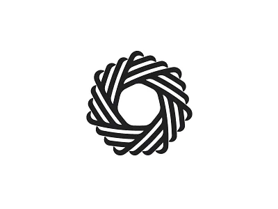 Ruban Logo abstract black dynamic folded geometric heptagon knot line logo logomark mark negative space origami ribbon shutter symmetrical vector