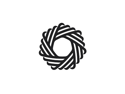 Ruban Logo abstract black dynamic folded geometric heptagon knot line logo logomark mark negative space origami ribbon shutter symmetrical vector