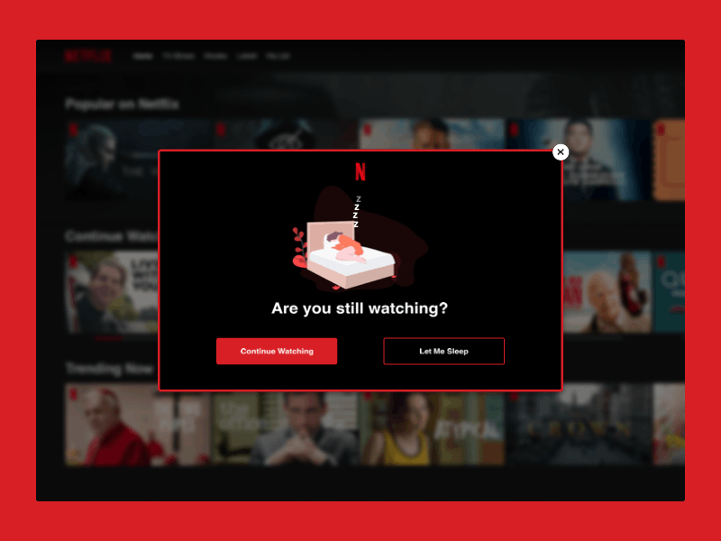 Daily UI Challenge: 016 animation dailyui netflix principle sleeping visualdesign watching webdesign