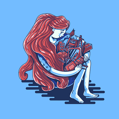 Creative Embrace character creation creative design illustration red hair sticker sticker design stickermule vector woman