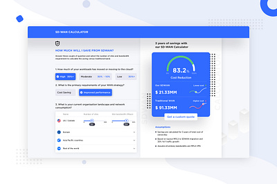 SD-WAN Dashboard business calculator clean clean ui dashboad design icon illustrations landing page marketing roi sketch statistics ui ux web web design webdesign website